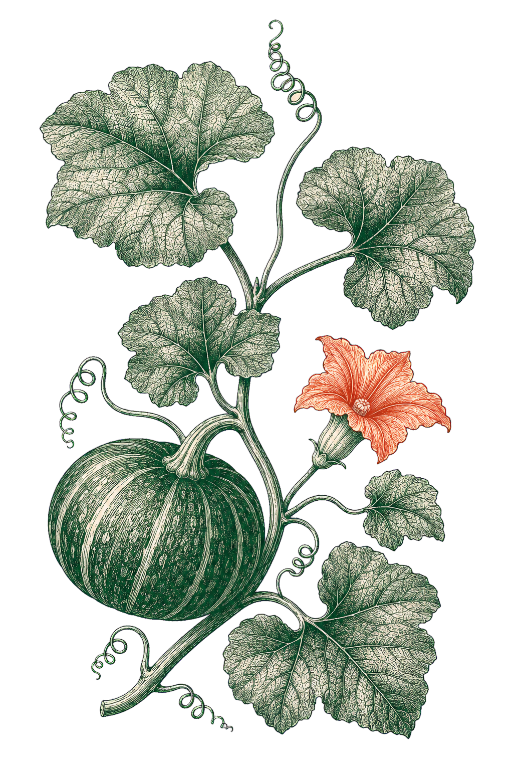かぼちゃの植物画